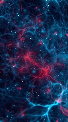 Wall Mural - Mesmerizing network of firing neurons in the brain. Creating intricate connections through synapses