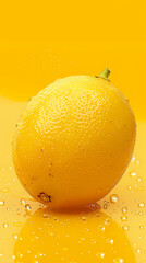 Wall Mural - Lemons on yellow background