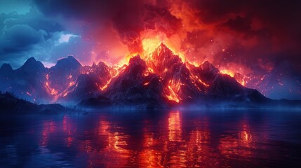 Wall Mural - Fiery Mountain