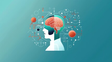 Poster - Collaborative AI, enhancing scientific synergy, flat design illustration