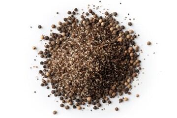 Wall Mural - A close-up shot of pepper seeds arranged on a white background