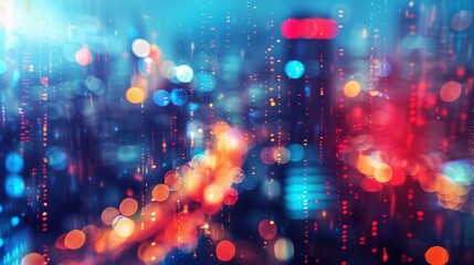 Poster - futuristic technology interface screen with blurred city lights background, showcasing advanced digi