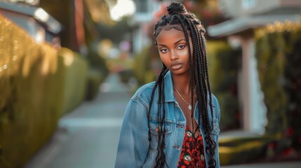 Wall Mural - The woman in denim jacket