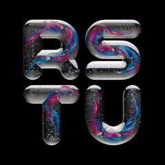 Poster - 3d render of letters made with shiny glass marbles effect