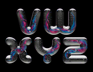 Poster - 3d render of letters made with shiny glass marbles effect