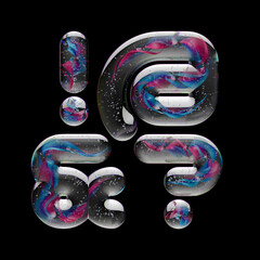 Poster - 3d render of letters made with shiny glass marbles effect