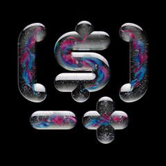 Poster - 3d render of letters made with shiny glass marbles effect