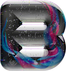 Poster - 3d render of letter made with shiny glass marbles effect