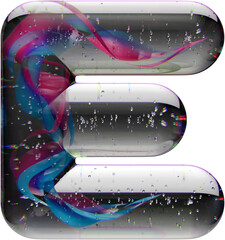 Poster - 3d render of letter made with shiny glass marbles effect