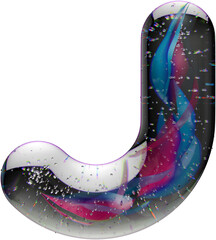 Poster - 3d render of letter made with shiny glass marbles effect
