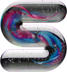 Poster - 3d render of letter made with shiny glass marbles effect