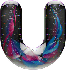 Poster - 3d render of letter made with shiny glass marbles effect