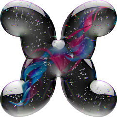 Poster - 3d render of letter made with shiny glass marbles effect