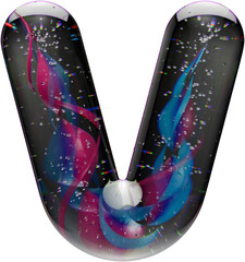 Poster - 3d render of letter made with shiny glass marbles effect