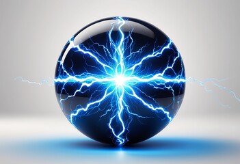 Poster - Stunning Blue Electric Orb Isolated on White