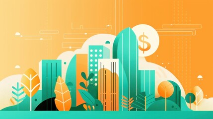 Wall Mural - Crypto wealth management, optimizing farm finances, flat design illustration