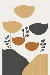 Wall Mural - An abstract painting of the representation of nature with neutral colors