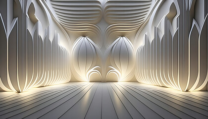 Aufkleber -  3D Light Wall Background- A modern and clean three-dimensional light wall design, perfect f_1(15)