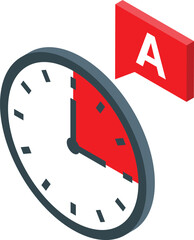 Poster - Clock face indicating time passing with a grade a symbol for concepts of time management, high quality or best choice