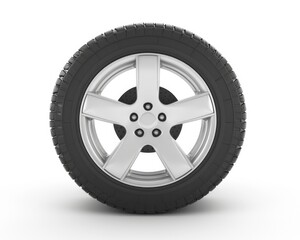 Tire. Car Wheel in White Isolated Background with Rubber Material