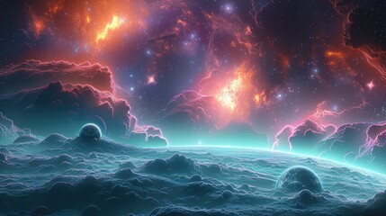 Aufkleber - Aesthetic space aurora. Generative AI.