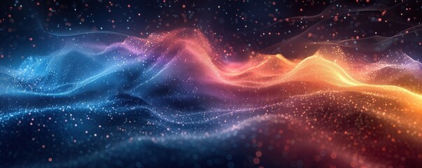 Poster - Abstract digital wave composition with colorful gradients. Ideal for backgrounds, technology, science, or futuristic themes.
