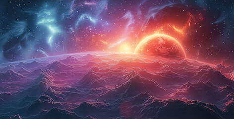 Aufkleber - Aesthetic space aurora. Generative AI.