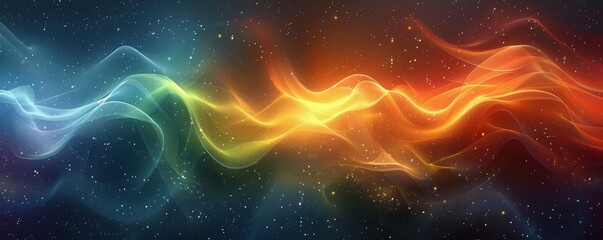 Poster - Abstract vibrant multicolored light waves in a dynamic background, showcasing bright swirling patterns for a modern and artistic feel.