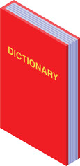 Poster - simple illustration of a red dictionary standing upright, perfect for educational or language relate