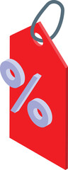 Poster - Red price tag showing discount percentage symbol for sale promotion