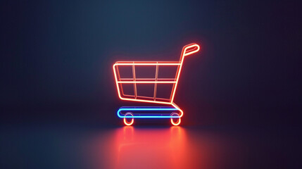 Wall Mural - Minimalist shopping cart icon with a subtle glow 