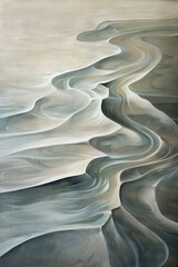 Poster - A painting of a river flowing through a sand dune