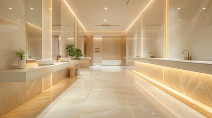 Luxurious modern bathroom with elegant lighting