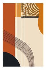 Poster - A drawing of a guitar with lines and circles on a white background