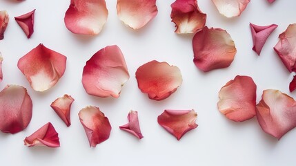 Wall Mural - White background with rose petals