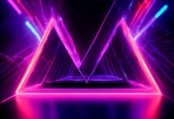 Wall Mural - light virtual 3d reality spectrum render lines ultraviolet glowing panoramic background neon show shape laser triangular abstract three-dimensional wallpaper modern minimal minimalist horizontal