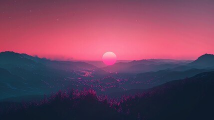 A beautiful sunset over a mountain range