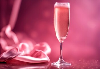 Wall Mural - pink anniversary celebrate glass champaign bubble alcohol reddening abstract beverage champagne celebration bottle