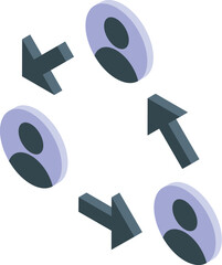 Poster - Workflow management concept with business people connecting and interacting isometrically