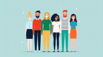 Wall Mural - Employee resource groups, colleagues supporting each other, flat design illustration