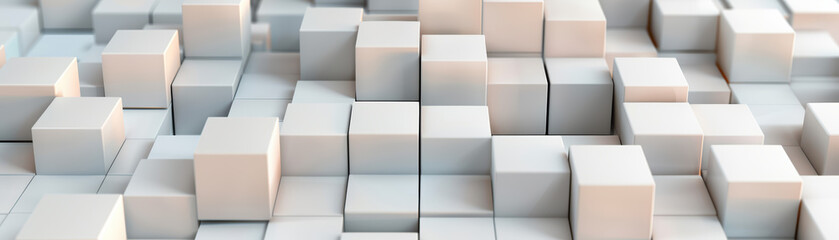 Poster - Abstract   of white cubes stacked in a complex pattern. Modern, geometric background ideal for designs, presentations, and architectural concepts.