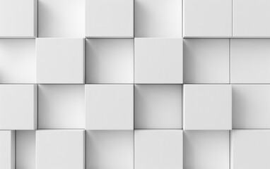 Poster - Abstract  white geometric pattern composed of stacked cubes creating a modern and minimalistic design background. Perfect for digital and graphic projects.