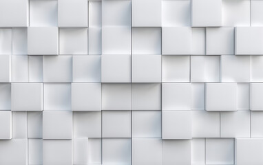 Poster - Abstract  geometric white pattern with cubes creating a modern and clean design background.