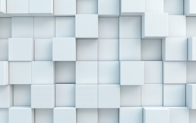 Poster - Abstract white cubic pattern background. Geometric  blocks creating a modern and minimalistic texture. Perfect for digital design and wallpapers.