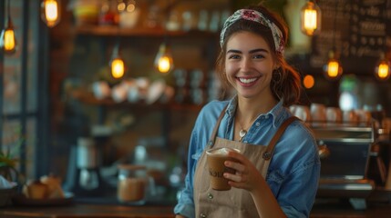 Wall Mural - The smiling cafe barista