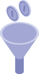 Poster - This illustration depicts coins falling into a sales funnel, representing the process of converting leads into paying customers
