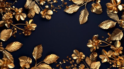 Poster - A picture of gold leaves and berries set against a bright blue background