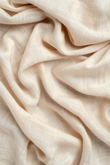 Poster - close-up of light beige fabric with soft folds and textures, creating a gentle, flowing pattern idea
