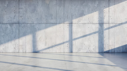 Poster - minimalistic industrial-style concrete wall with long shadows from windows, capturing the essence of