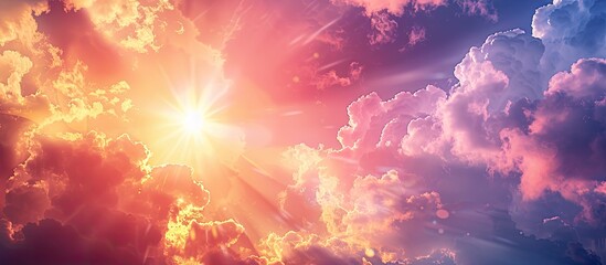Poster - Nature background with a dramatic sky featuring clouds and the sun ideal for a copy space image